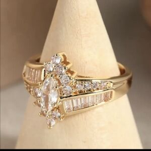 Marquise Cut Lab-Created Diamond Wedding Ring 14K Yellow Gold Plated 2 Ct.